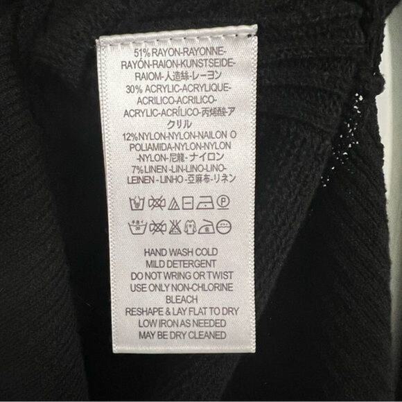 Free People The Andy Crisscross Slit Bell Sleeve Long Lined Black Sweater XS - Picture 11 of 12